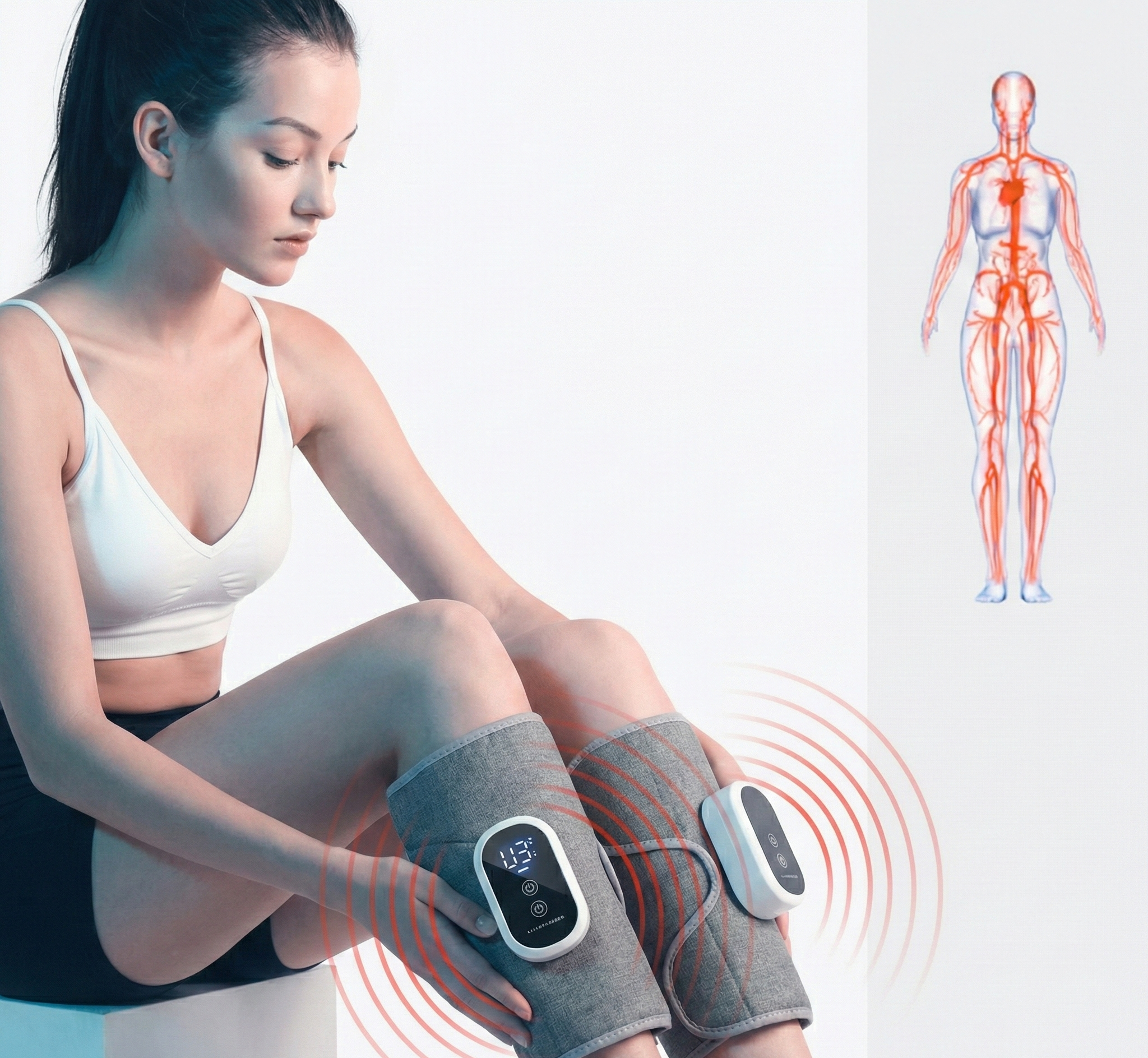 Tratamiento piernas cansadas sentado masaje relajante